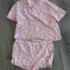Pink Short-Sleeve Button Pajama Set - Women's Intimates